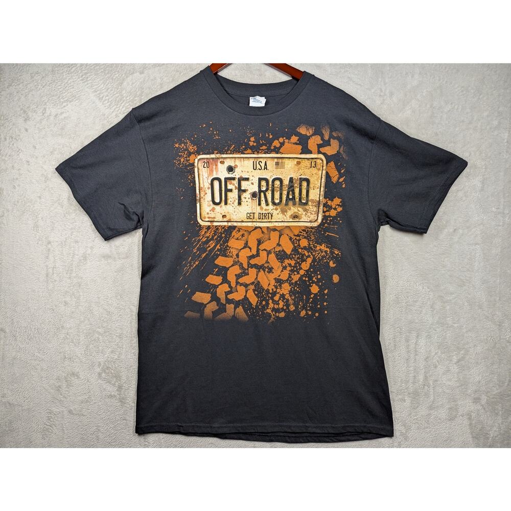 Vintage 2013 USA Off Road Get Dirty Black Shirt LARGE Four Wheeler JP Magazine